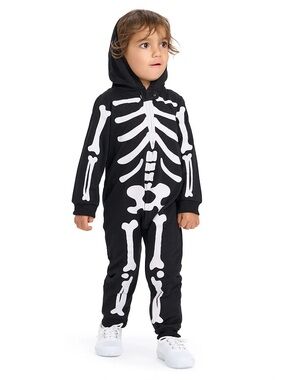 Tipsy Elves Kids Skeleton Hoodie Costume - Black 2T